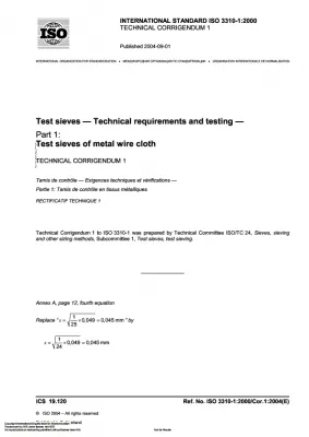 Test Sieves-Technical Requirements and Testing ISO3310